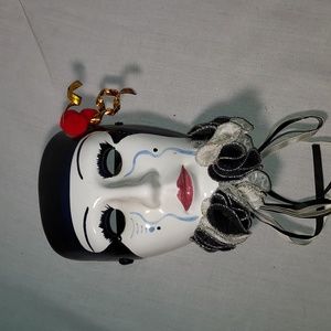 Vintage Hand Painted Ceramic Carnival Face Mask